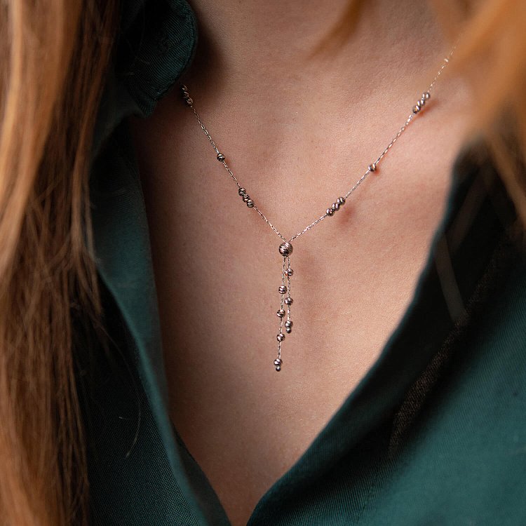 Серебряное колье "Шарики" 181204 от ювелирного магазина Оникс - 3