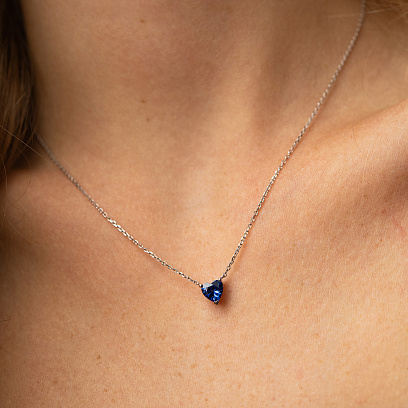 Золотое колье "Сердечко" с сапфиром колб0140ca №4