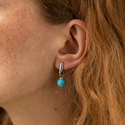 Сережки з бірюзою (біле золото) с08549 №4