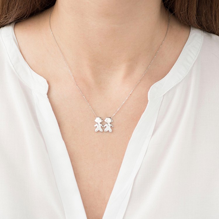 Золоте кольє "Діти" з фіанітами кол01221 від ювелірного магазину Онікс