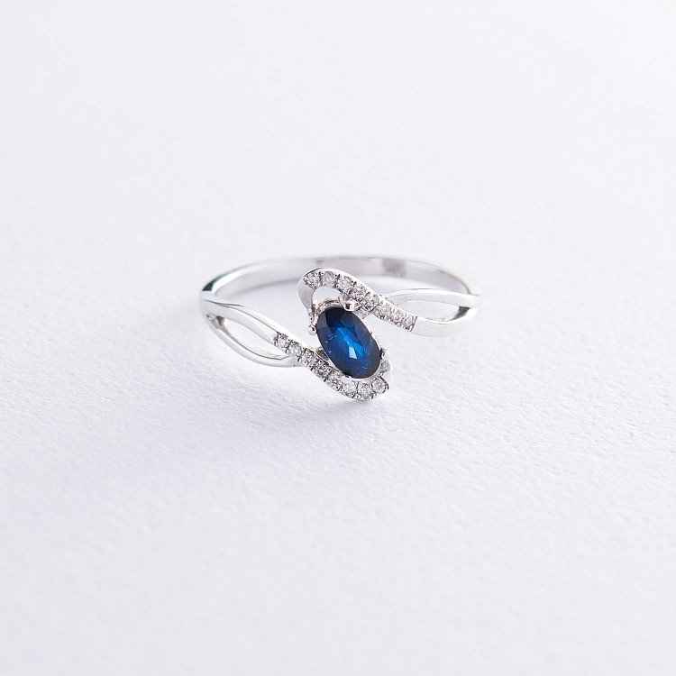 Золота каблучка (діамант, сапфір) C01177R від ювелірного магазину Онікс