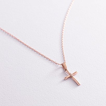 Золоте кольє "Хрестик" з фіанітами кол02190