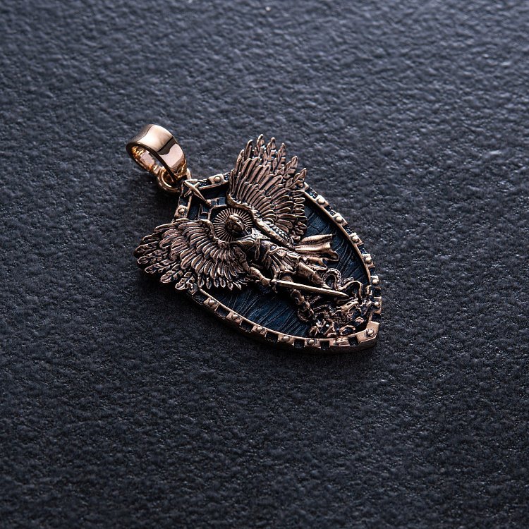 Золотой кулон "Архангел Михаил. Молитва" (возможна индивидуальная гравировка) п03807 от ювелирного магазина Оникс - 5