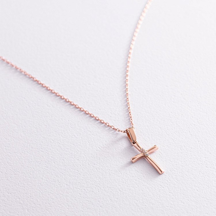 Золоте кольє "Хрестик" з фіанітами кол02190 від ювелірного магазину Онікс