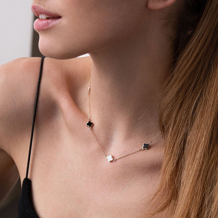 Золоте кольє "Конюшина" з емаллю 860410Е від ювелірного магазину Онікс - 2