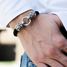 Кожаный браслет "Лев" с серебряными вставками t0022 от ювелирного магазина Оникс - 1