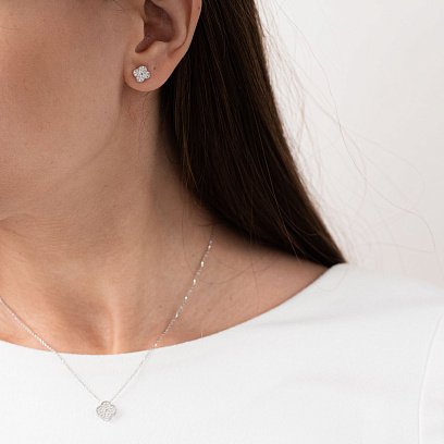 Колье "Клевер" в белом золоте (фианиты) кол01668 №2