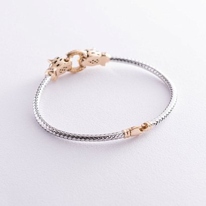 Золотий браслет "Пантери" (фіаніт, емаль) б02790 №3