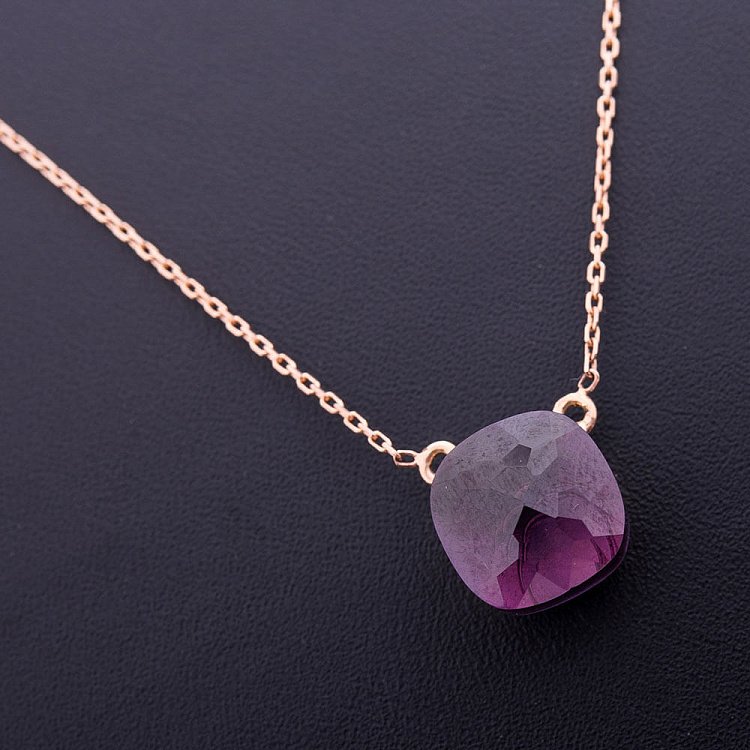 Золотое колье с фианитом кол00803 от ювелирного магазина Оникс - 2