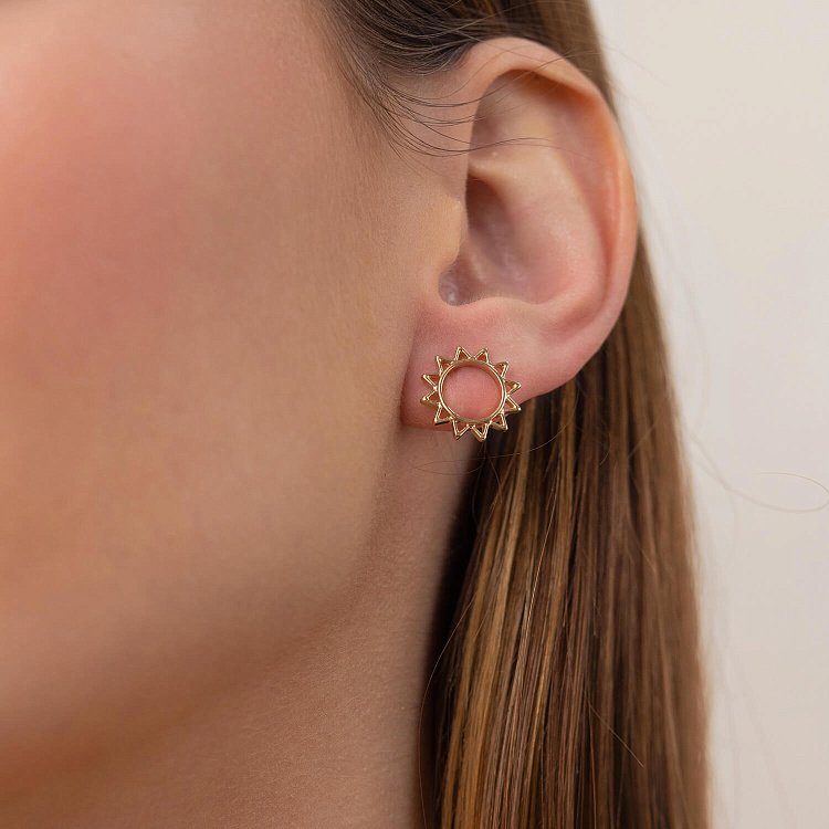 Золоті сережки - пусети "Сонце" с07856 від ювелірного магазину Онікс - 4