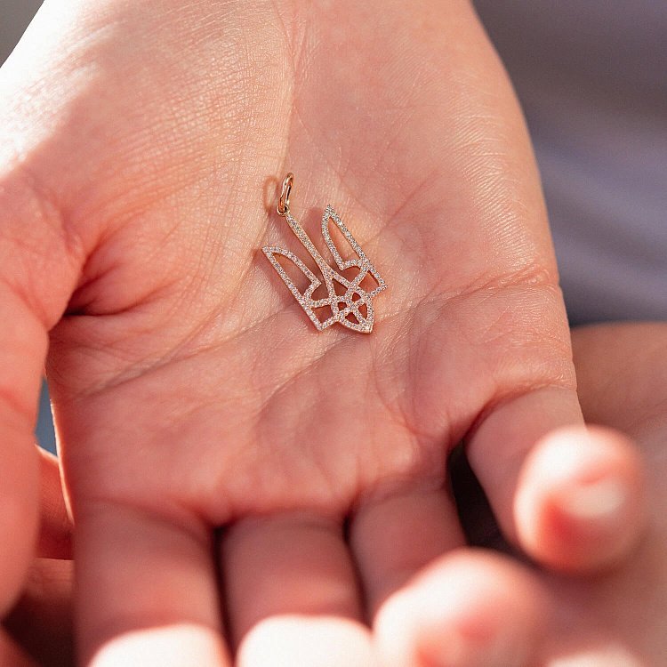 Кулон "Герб Украины - Тризуб" с бриллиантами (красное золото) 129882421 от ювелирного магазина Оникс - 1