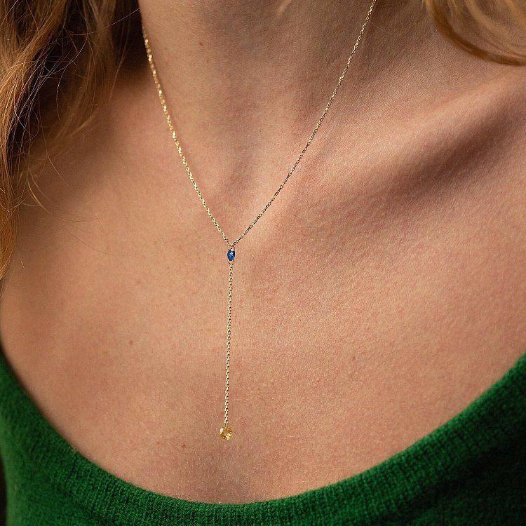 Кольє - краватка "Кольори свободи" в жовтому золоті (фіаніти) кол02339 від ювелірного магазину Онікс - 3