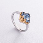 Серебряное кольцо "Клевер" (голубые и желтые камни) 5442 от ювелирного магазина Оникс