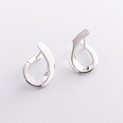 Серьги "Капельки" в белом золоте с07385 №2