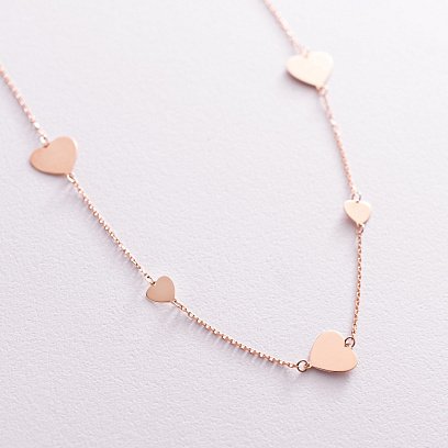 Кольє "Сердечки" у червоному золоті кол02139 №3