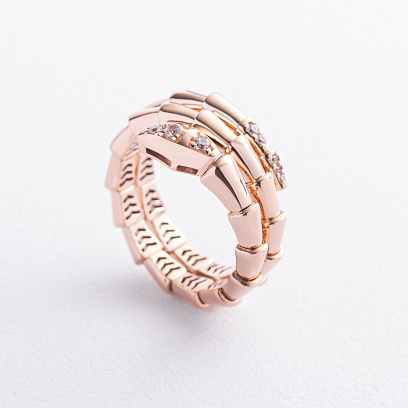 Каблучка "Змія" в червоному золоті (фіаніти) к08462 №3