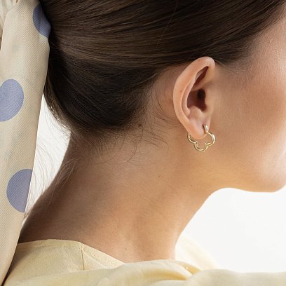 Серьги "Клевер" в желтом золоте с06936 №6