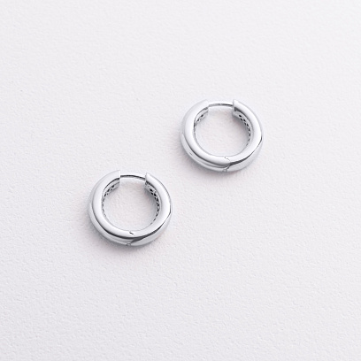 Серьги - кольца "Milley" в белом золоте с08881 №3