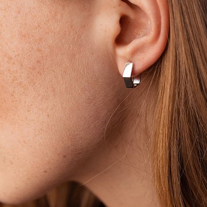 Сережки "Шестикутники" у білому золоті с08007 №5