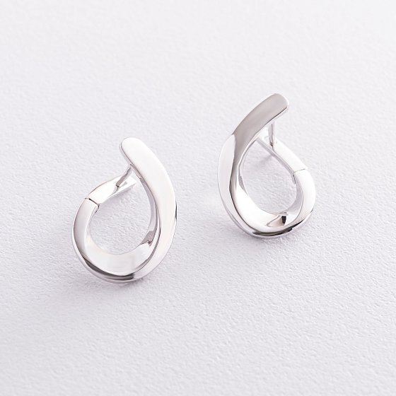 Серьги "Капельки" в белом золоте с07385 №2