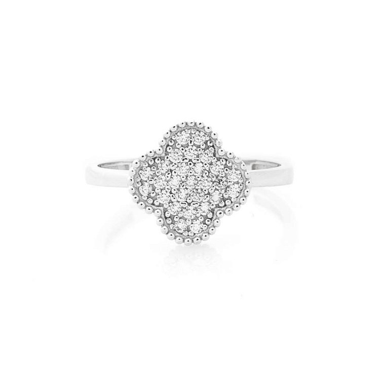 Золотое кольцо "Клевер" (фианиты) к05691 от ювелирного магазина Оникс - 3