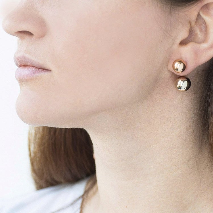 Золотые серьги "Шарики" с00912 от ювелирного магазина Оникс - 1