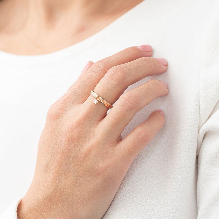 Золотое кольцо с фианитом к06603 от ювелирного магазина Оникс - 4