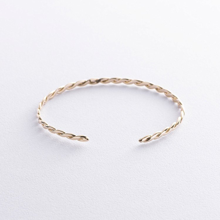 Жесткий золотой браслет "Переплетение" б05349 от ювелирного магазина Оникс - 5