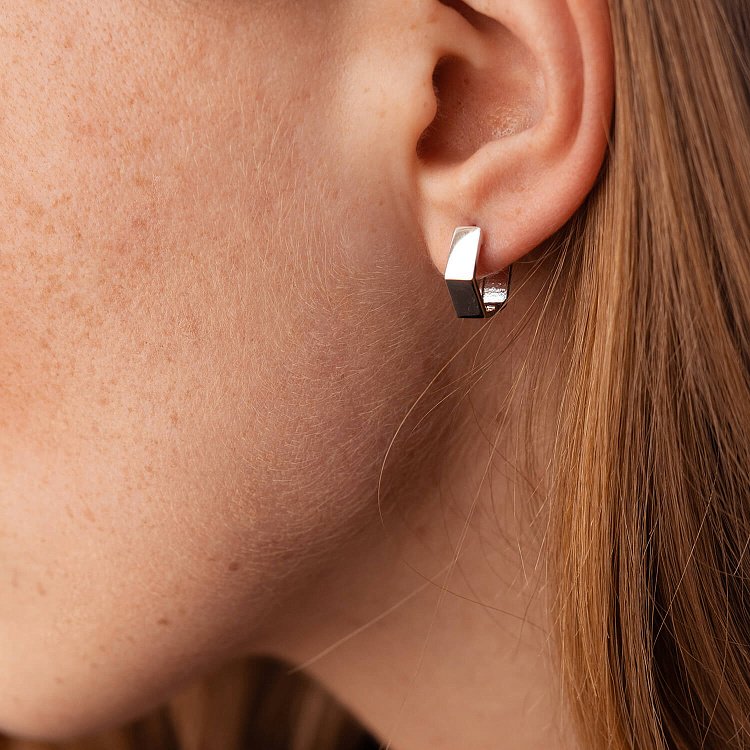 Сережки "Шестикутники" у білому золоті с08007 від ювелірного магазину Онікс - 4