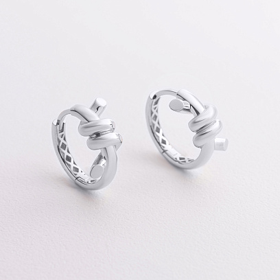 Серьги - кольца "Brigitte" в белом золоте с09562