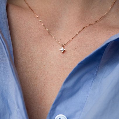 Золоте кольє з одним фіанітом кол01965 №3