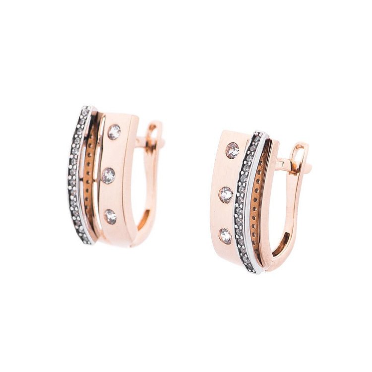 Золотые серьги с фианитами с05211 от ювелирного магазина Оникс