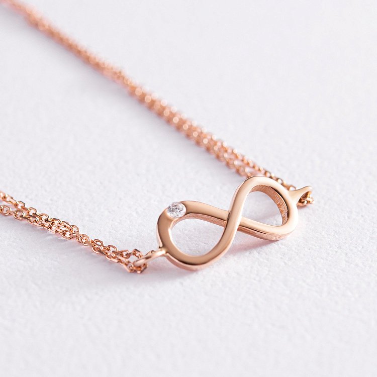 Золотой браслет "Бесконечность" с фианитом б04859 от ювелирного магазина Оникс - 2