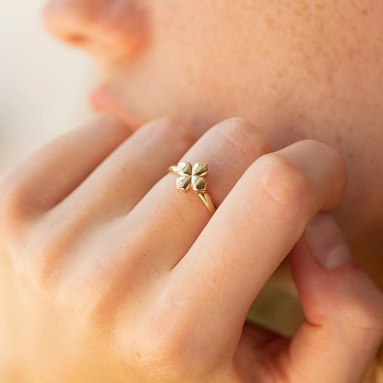 Каблучка "Конюшина" в жовтому золоті 235293100 від ювелірного магазину Онікс - 5