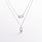 Двойное серебряное колье с фианитами 908-01278 от ювелирного магазина Оникс