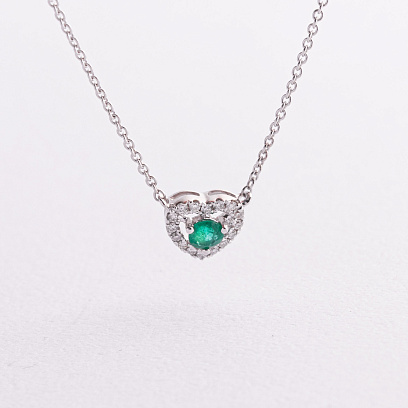 Золоте кольє "Сердечко" (діаманти, смарагд) колб0162ca