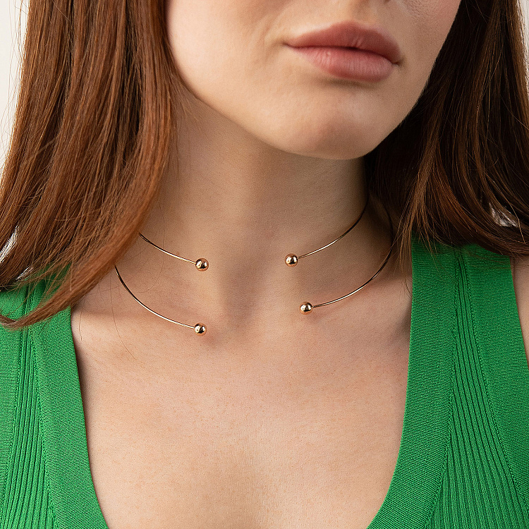 Колье - чокер "Demi" (красное золото) с шариками кол02602 от ювелирного магазина Оникс - 1