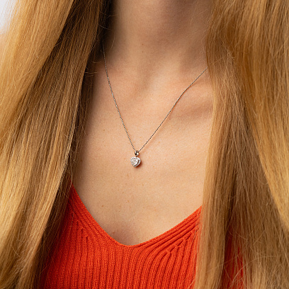 Золотая подвеска "Сердечко" с бриллиантами пб0363nl №2