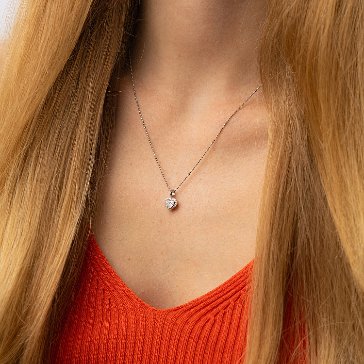 Золотая подвеска "Сердечко" с бриллиантами пб0363nl от ювелирного магазина Оникс - 1