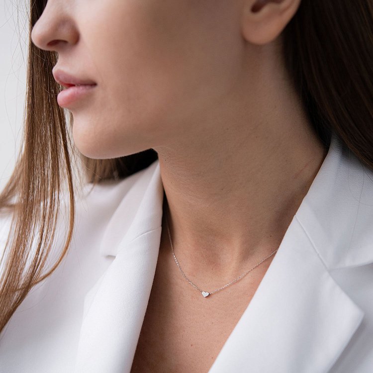 Кольє "Сердечко" в білому золоті  кол01771 від ювелірного магазину Онікс - 13