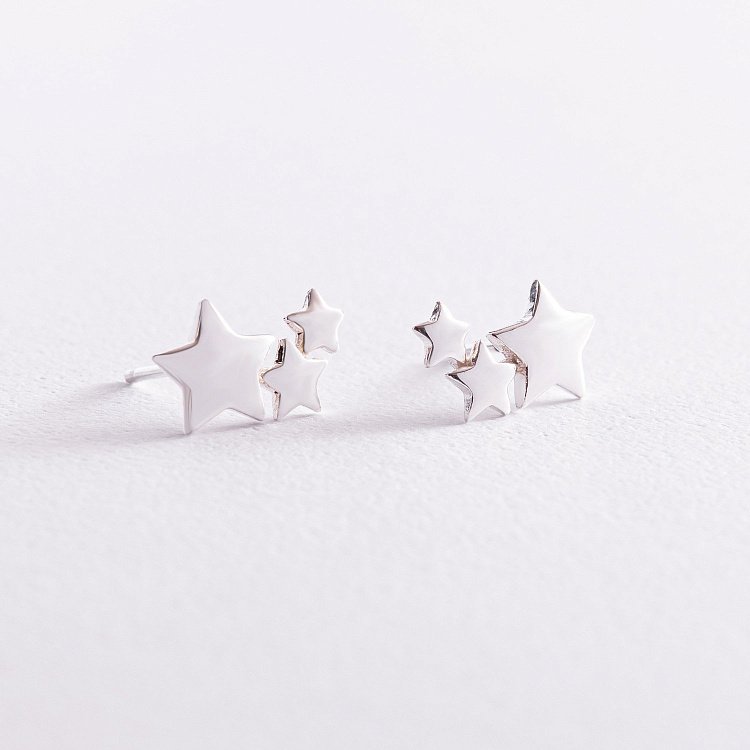 Серебряные серьги - пусеты "Звездочки" 123210 от ювелирного магазина Оникс