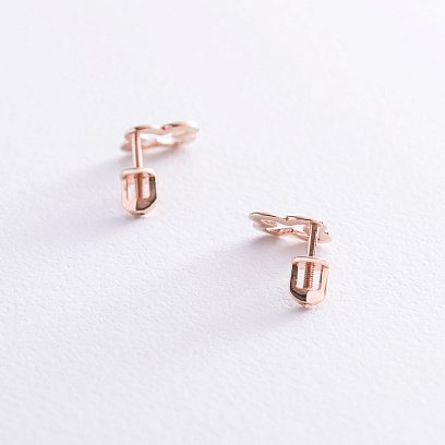 Сережки - пусети "Конюшина" в червоному золоті с06965 №5