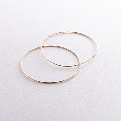 Сережки - кільця в жовтому золоті (6.5 см) с08533 №2
