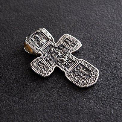 Серебряный православный крест "Распятие Христово. Икона Божией Матери "Толгская" 133006 №2