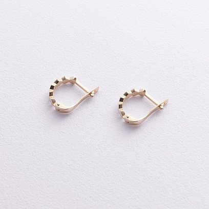 Серьги из желтого золота на английской застежке с06386 №3