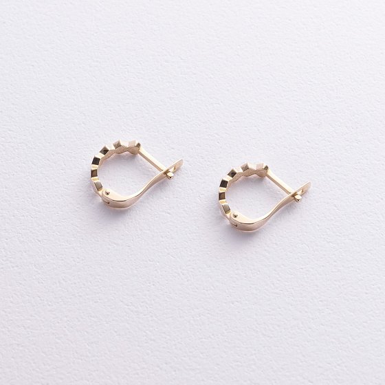 Серьги из желтого золота на английской застежке с06386 №3