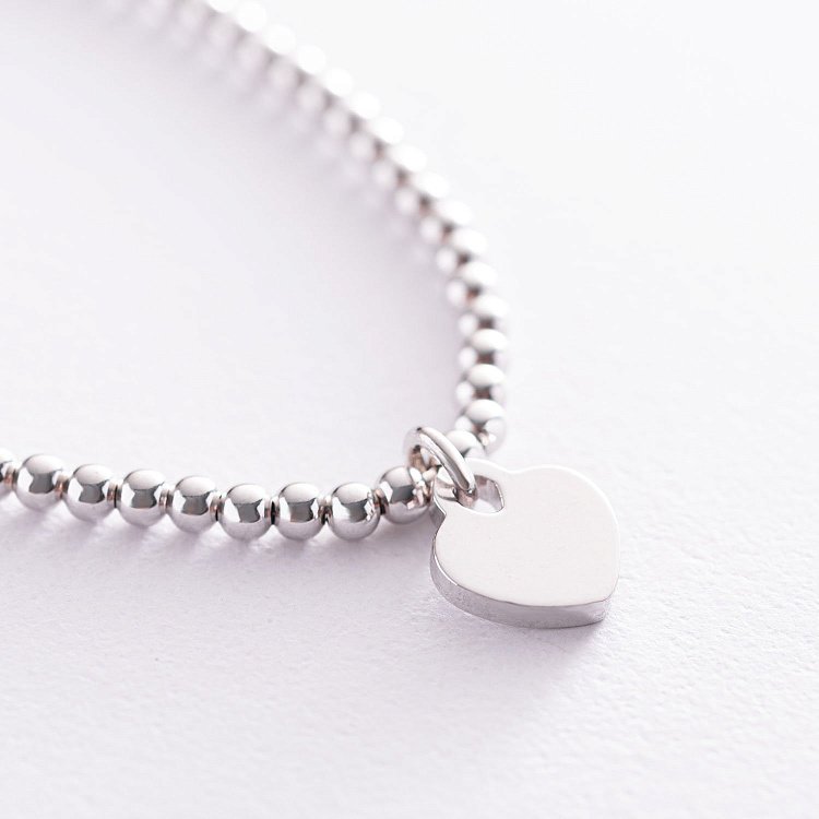 Серебряный шариковый браслет "Сердечко" 141512 от ювелирного магазина Оникс - 2