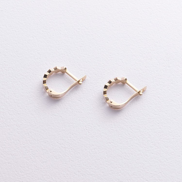 Серьги из желтого золота на английской застежке с06386 от ювелирного магазина Оникс - 2