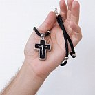 Чоловічий православний хрест з ебенового дерева і срібла (на шнурі) эбен2 от ювелирного магазина Оникс - 2
