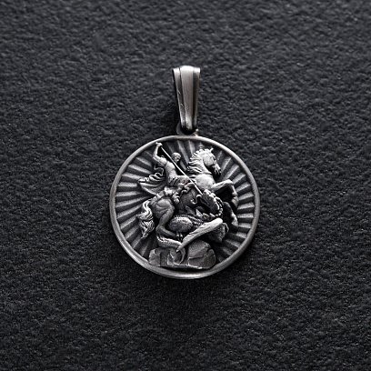 Серебряный кулон "Георгий Победоносец" 133220 №5